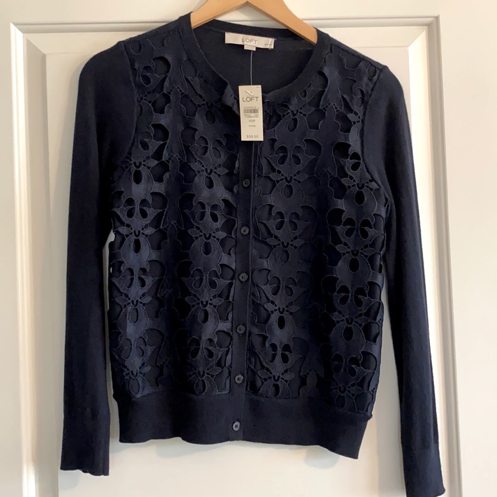 Feminine prep navy cardigan